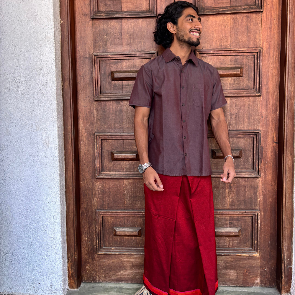 Maroon Cotton Handloom Sarong | Youth Size | Ages 8–11
