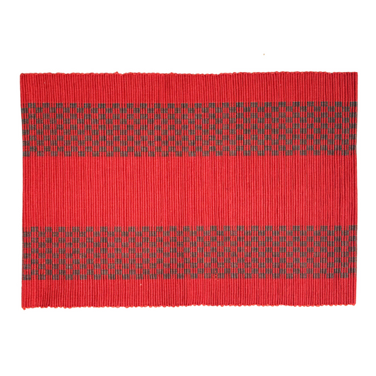Red & Green Patterned Handloom Table Mat