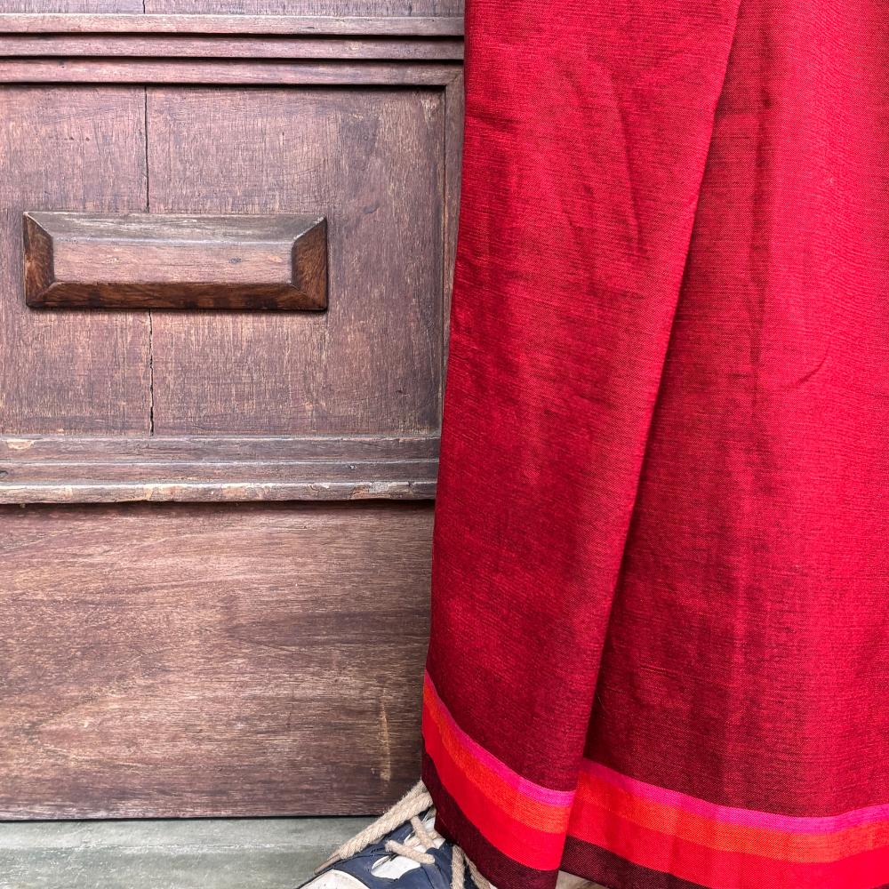 Maroon Cotton Handloom Sarong | Youth Size | Ages 8–11