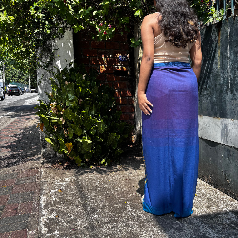 Blue And Gold Striped Lungi