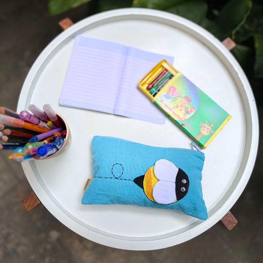 Light Blue Bee Pencil Case