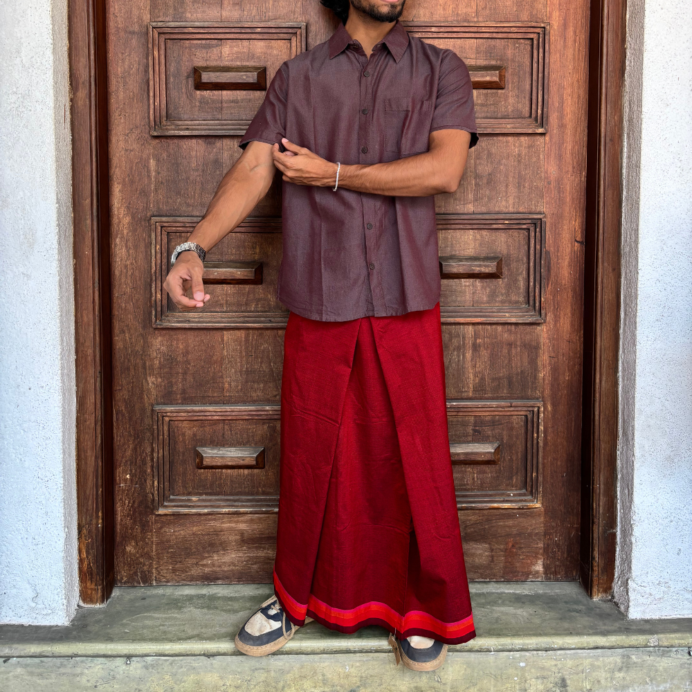 Maroon Cotton Handloom Sarong | Youth Size | Ages 8–11