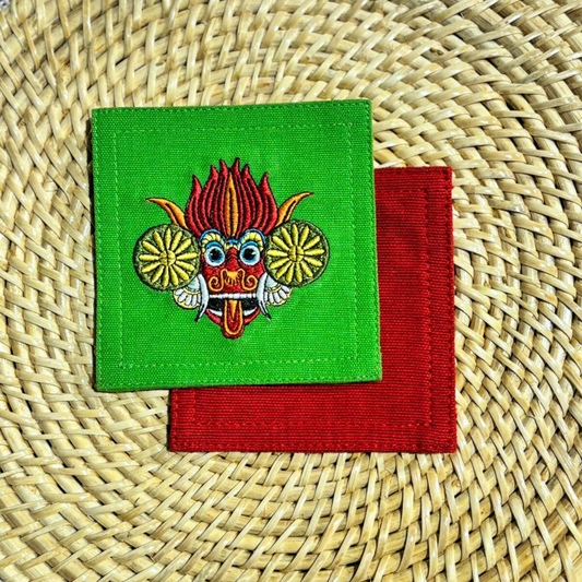 Gini Raksha Mask Embroidered Coasters
