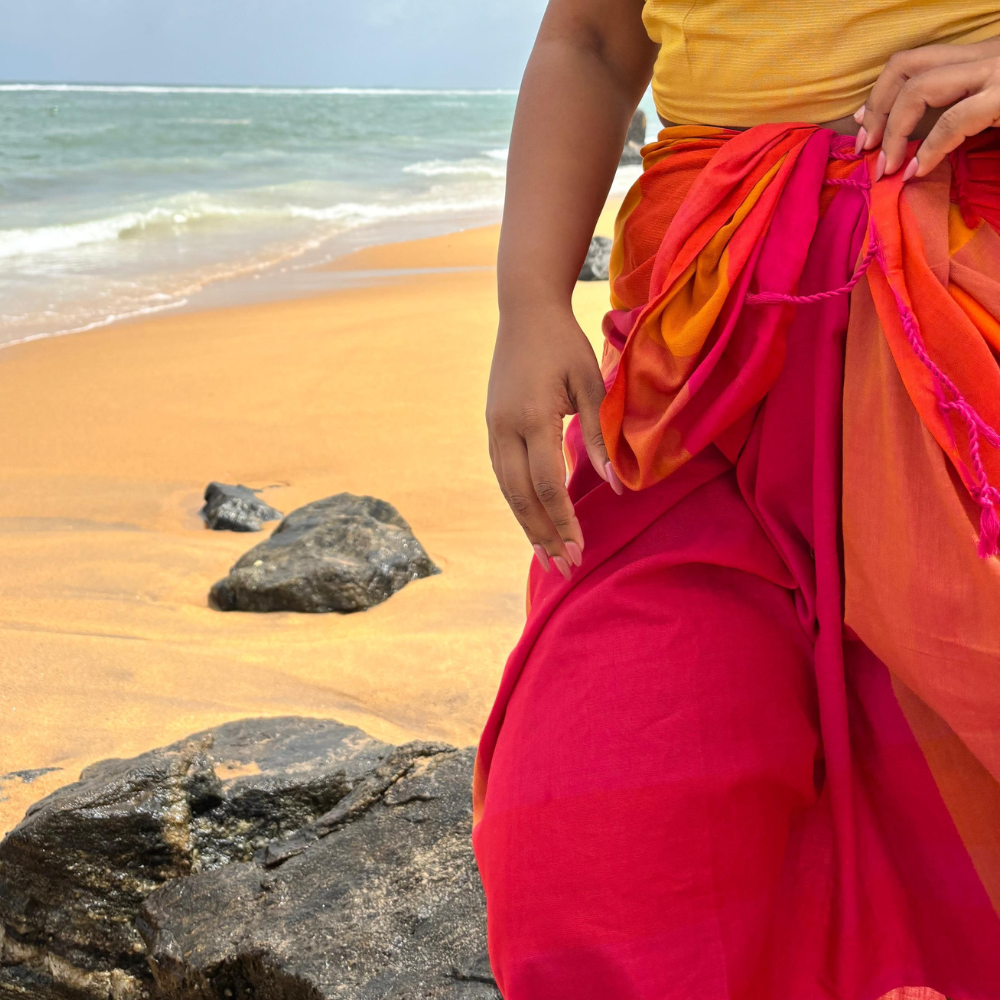 Orange & Pink Cotton Handloom Beach Wrap