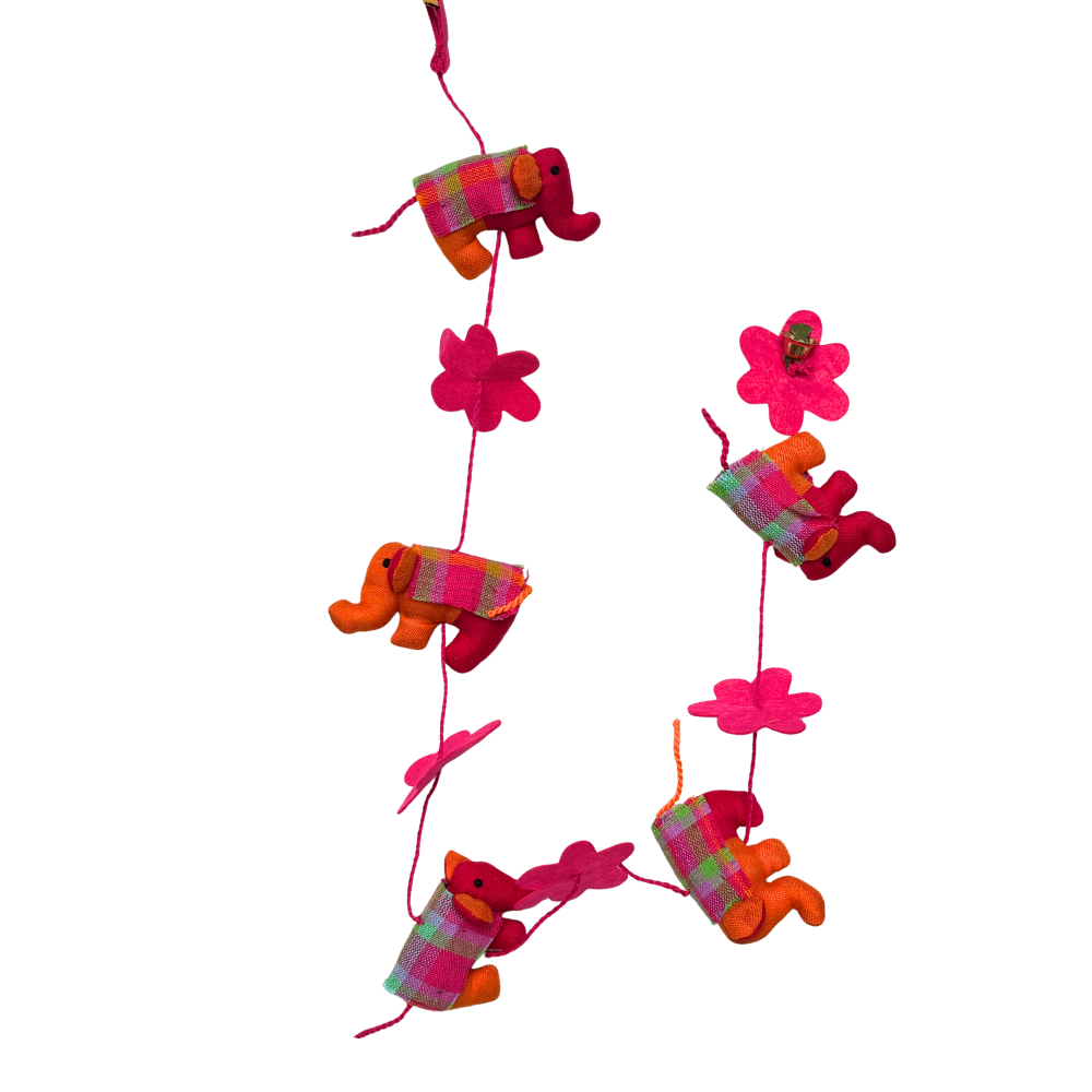 Pink And Orange Ethnic Eli Elephant Wall Hanging