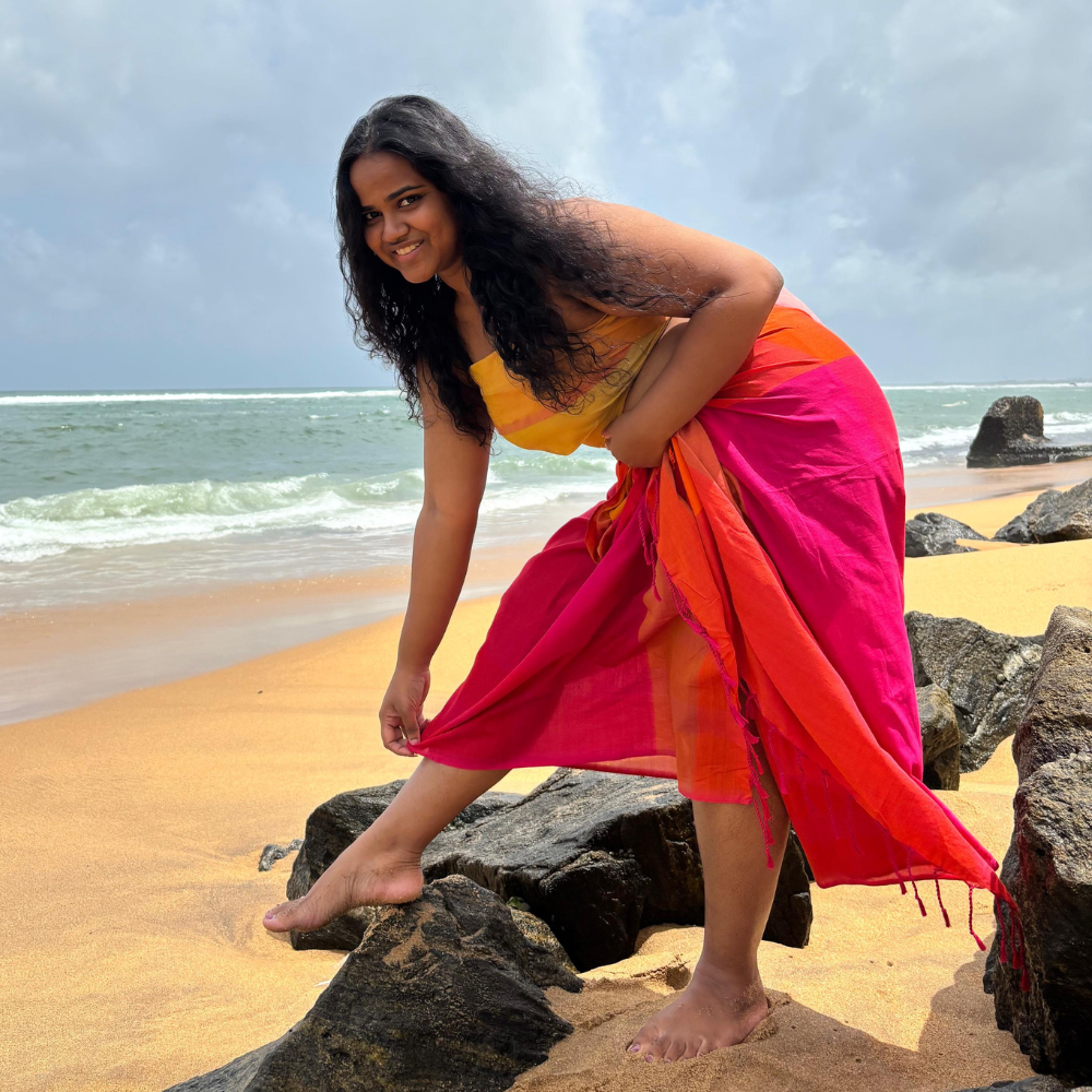 Orange & Pink Cotton Handloom Beach Wrap