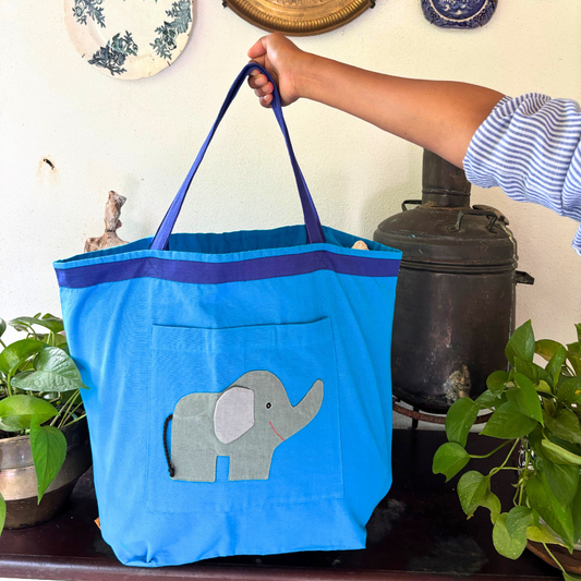 Handloom Cotton Tote Bag With Elephant Design