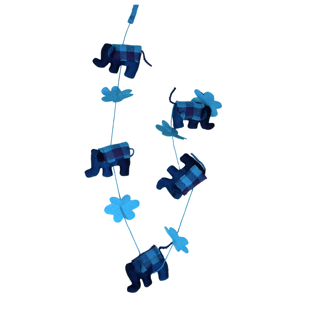 Dark Blue And Light Blue Ethnic Eli Elephant Wall Hanging