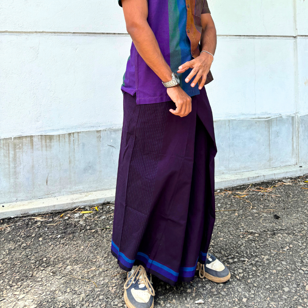 Purple Cotton Handloom Sarong | Youth Size | Ages 8–11