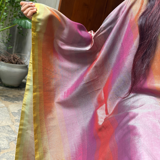 Orange, Pink, Purple, Ash And Yellow Mixed Shawl