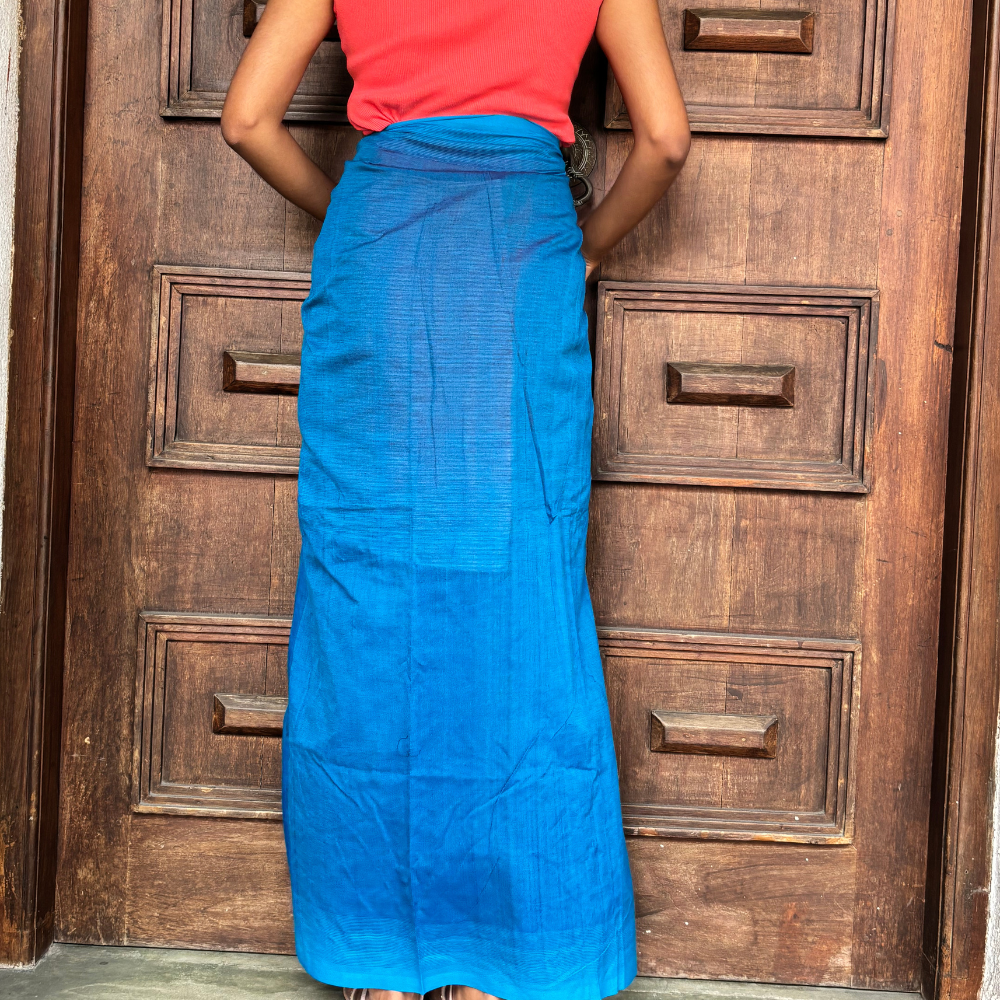 Purple , Orange And Yellow Striped Cotton Handloom Lungi