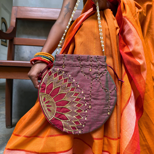 Marron Saree Pouch