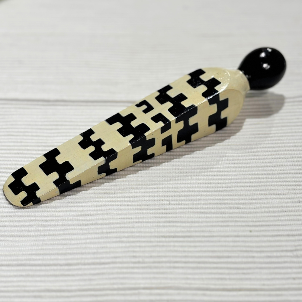 Black & Cream Color Printed Wooden Door Stoppers