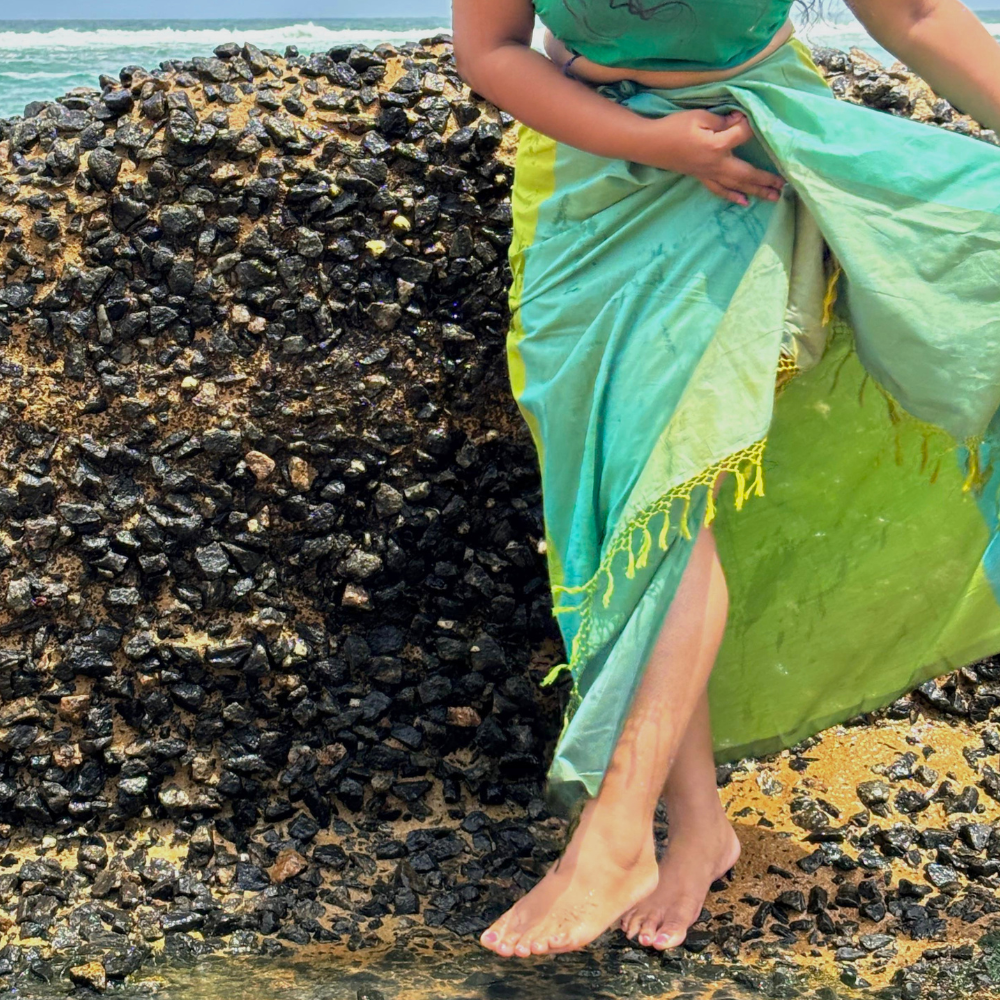 Three Tone Green Cotton Handloom Beach Wrap