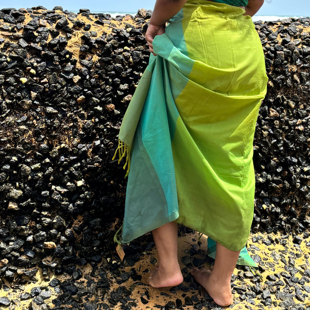 Three Tone Green Cotton Handloom Beach Wrap