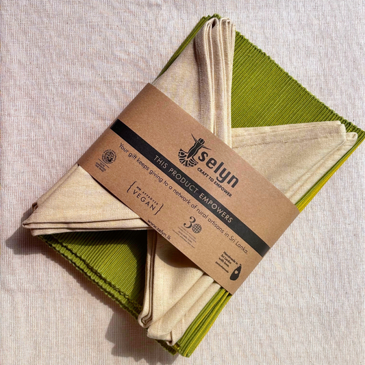 Green Table Mat & Napkin Set-6 Seater
