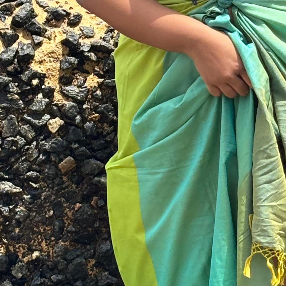 Three Tone Green Cotton Handloom Beach Wrap