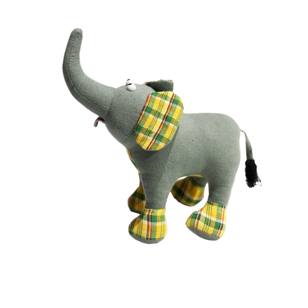 Yellow Elephant Patchwork Handloom Soft Toy