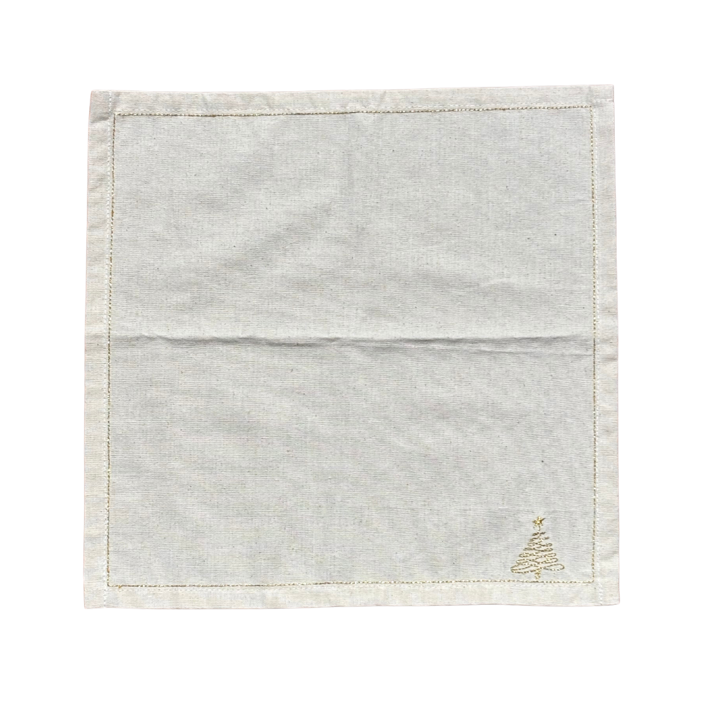 Christmas Tree Napkin Set – Off White (6 pcs)