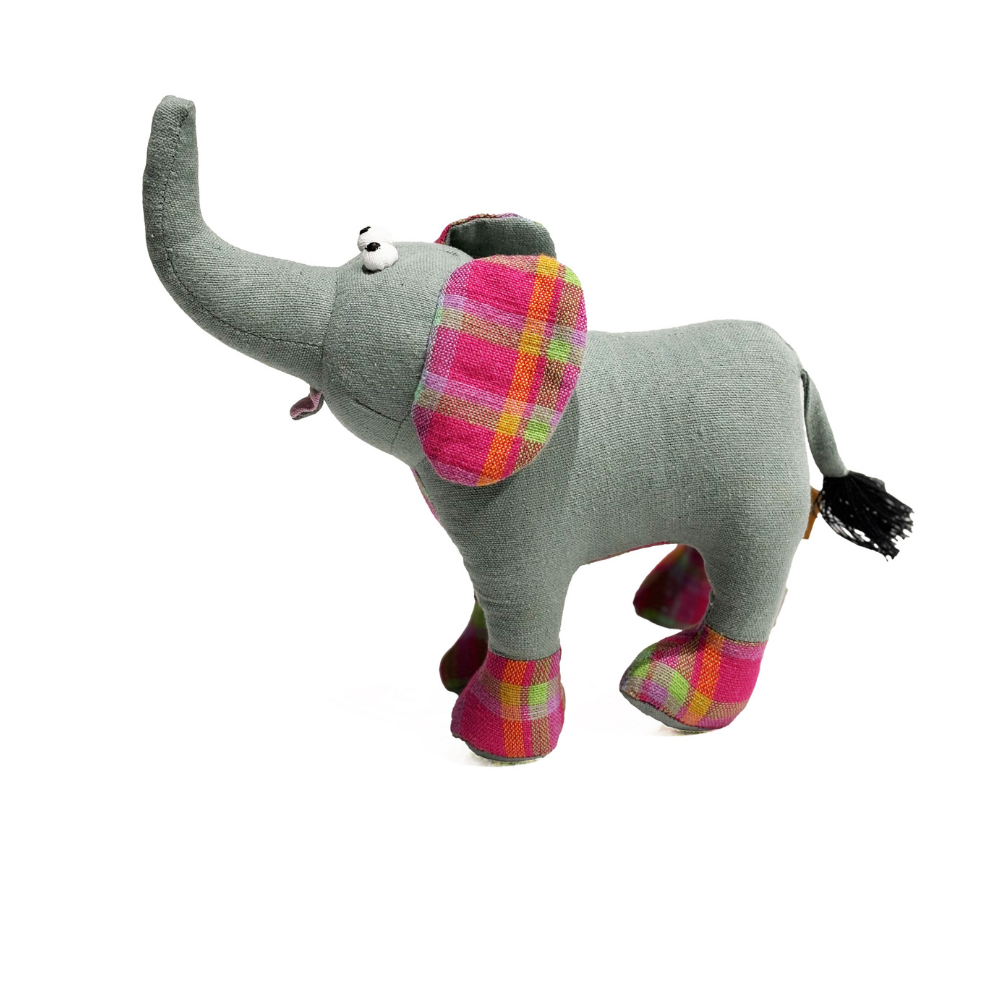 Pink Elephant Patchwork Handloom Soft Toy