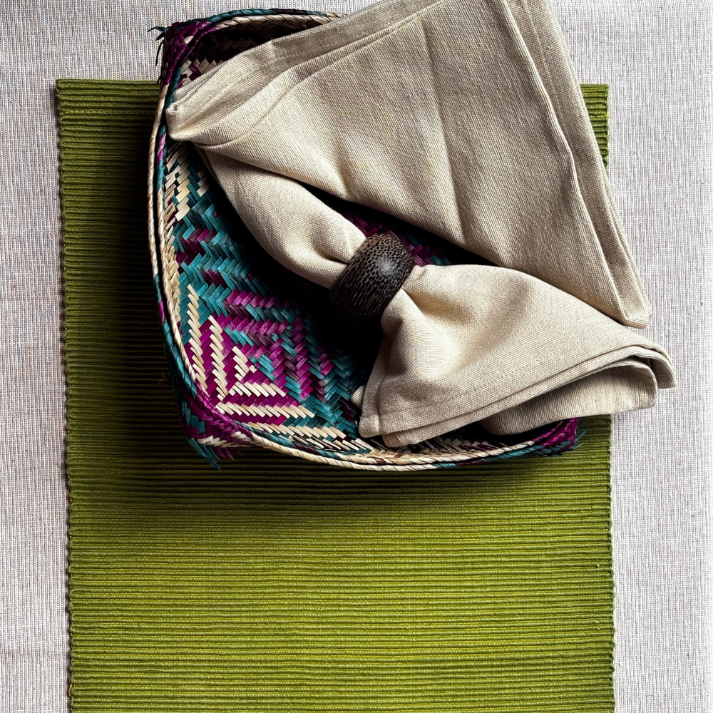 Green Table Mat & Napkin Set-6 Seater
