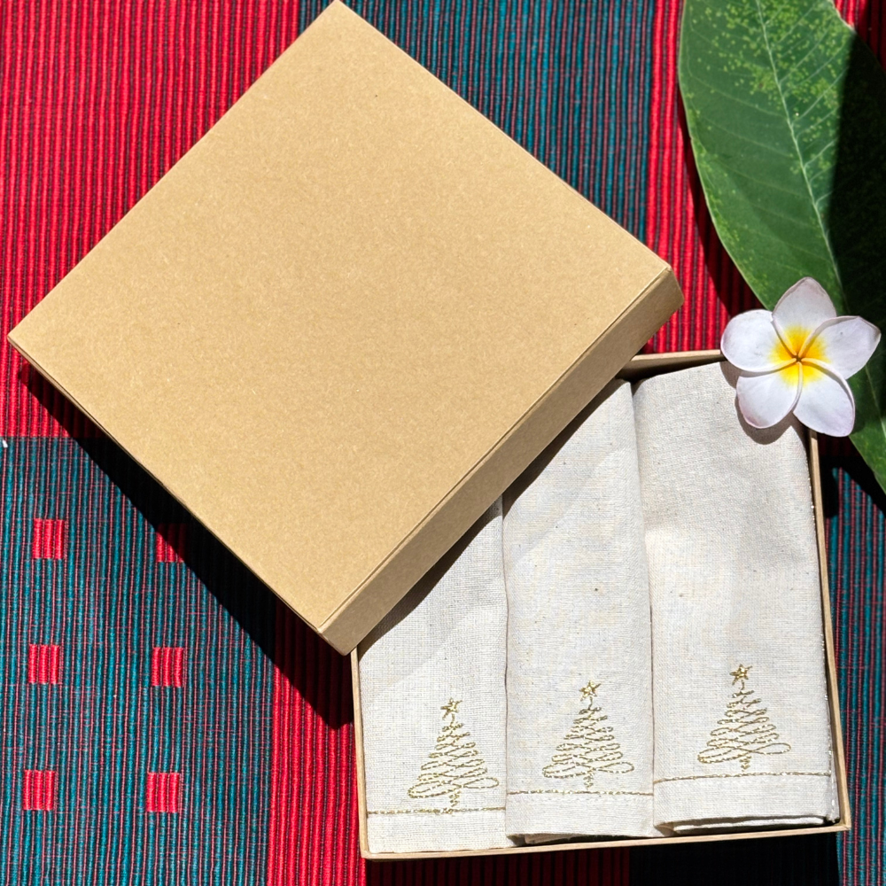 Christmas Tree Napkin Set – Off White (6 pcs)