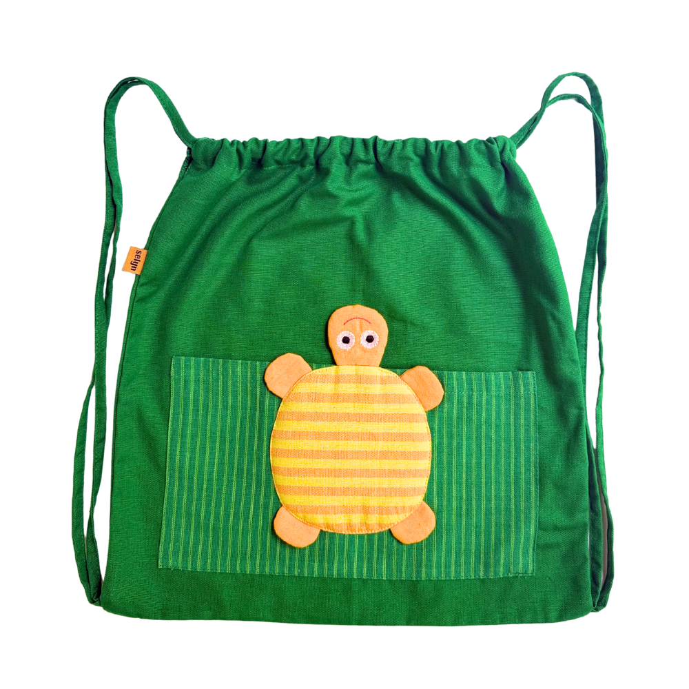 Green Turtle Handloom Drawstring Bag