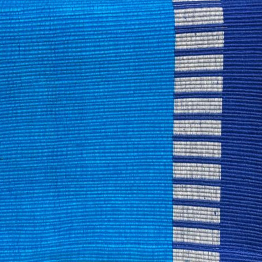 Blue And Ash Patterned Handloom Table Runner | 6 Seater