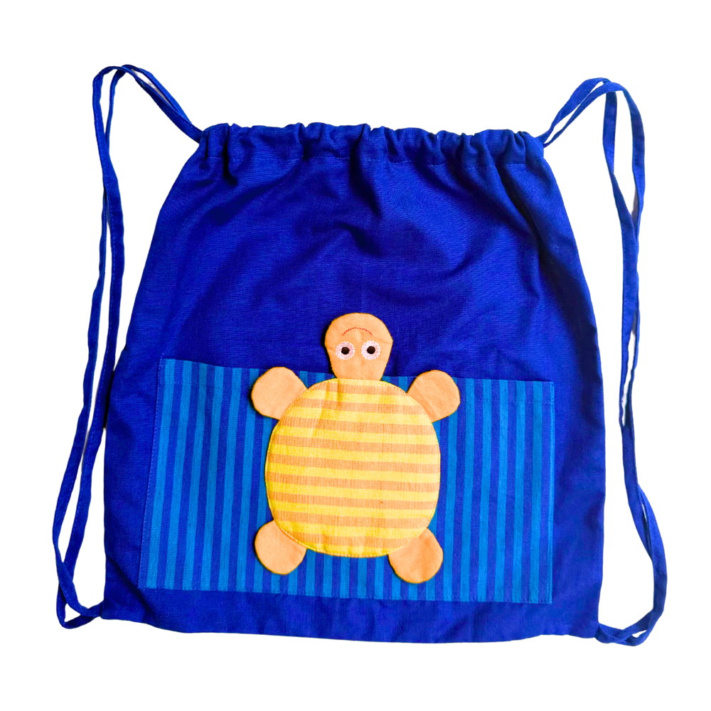 Blue Turtle Handloom Drawstring Bag