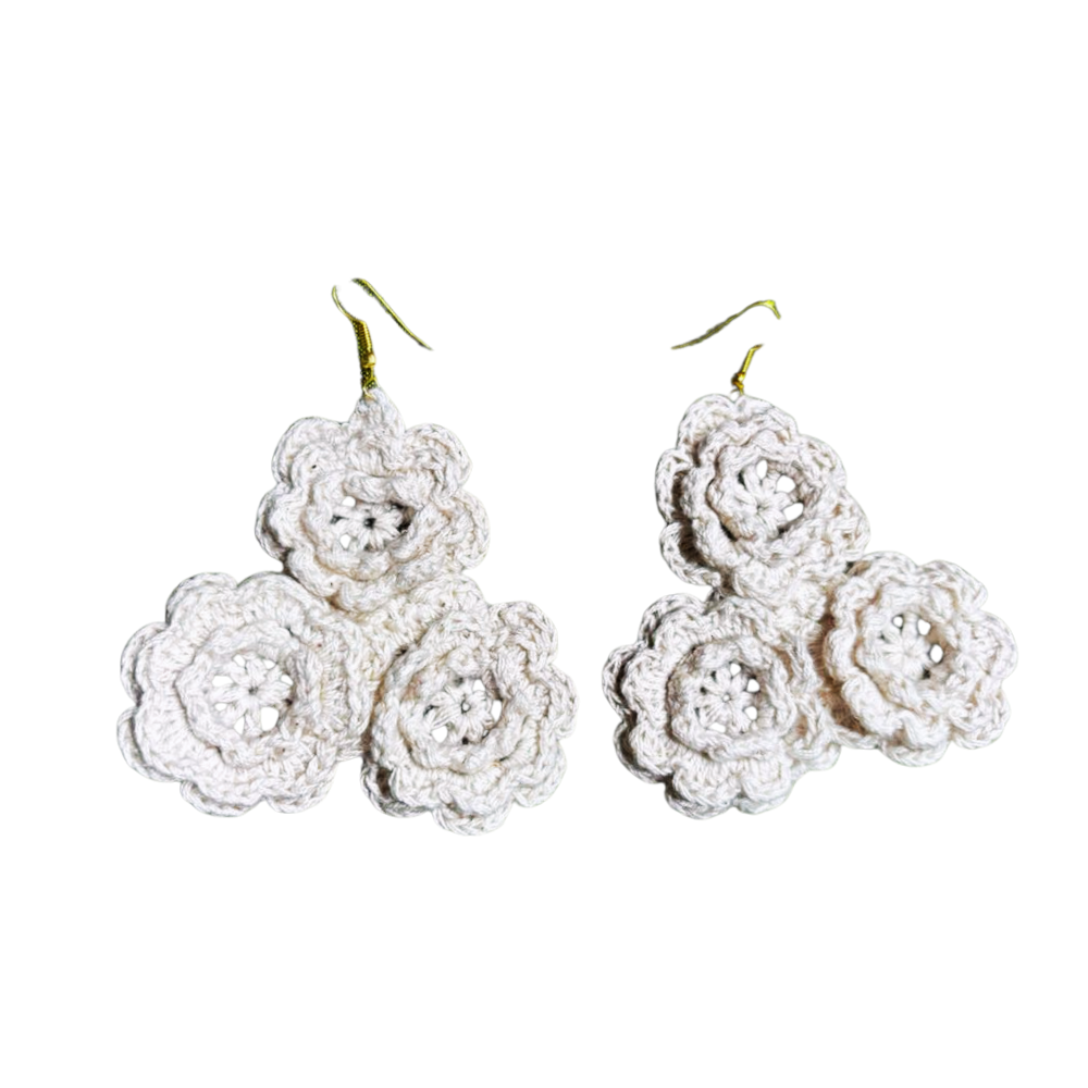 Off White Crochet Earrings