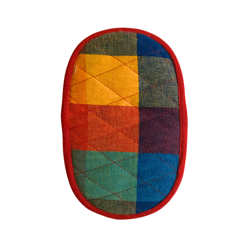 Blue And Yellow Patchwork Handloom Pot Holder
