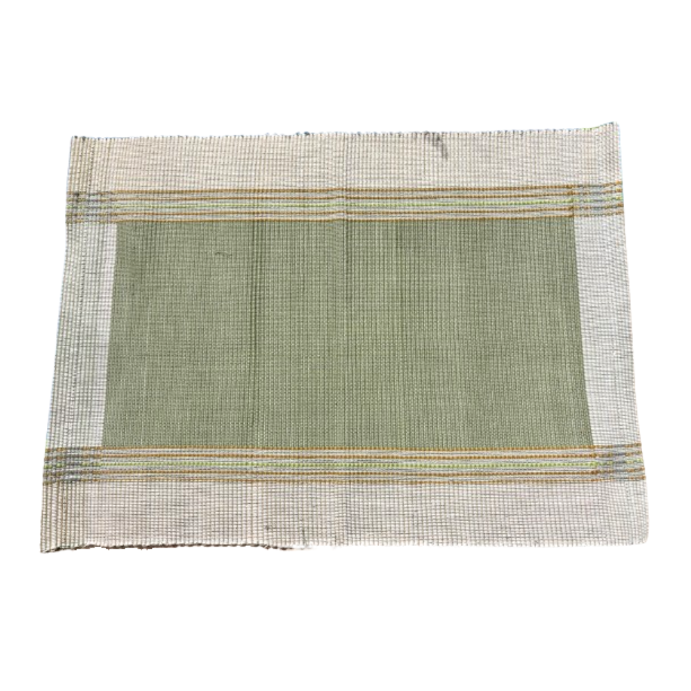 Green And Off White Handloom Table Mat