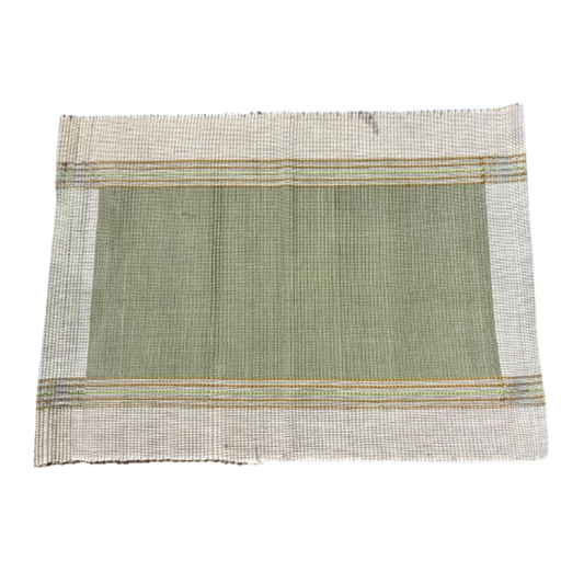 Green And Off White Handloom Table Mat