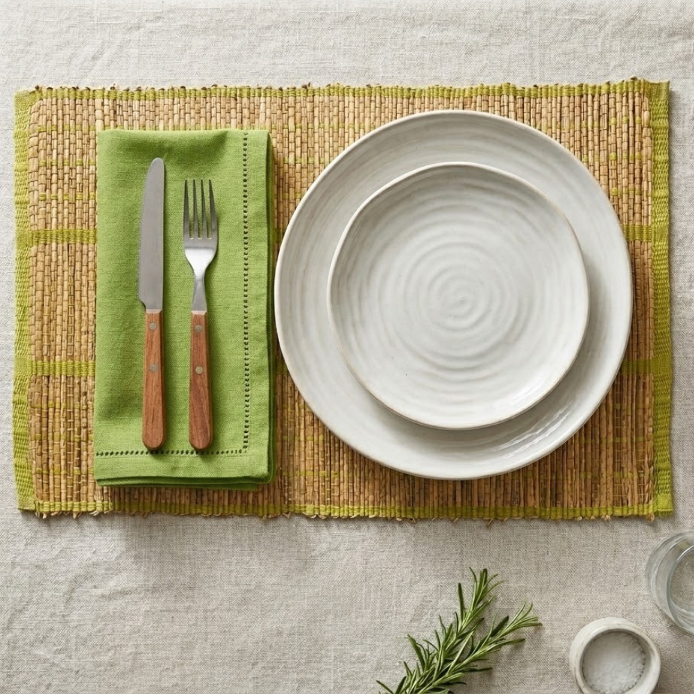 Light Green Reed Table Mat