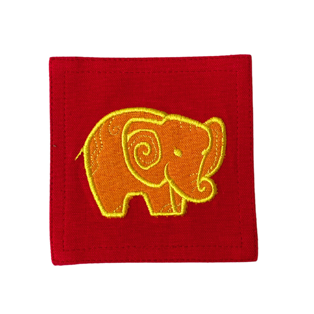 Orange Elephant Embroided Coasters
