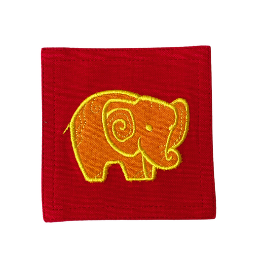 Orange Elephant Embroided Coasters