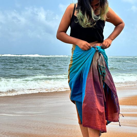 Turquoise & Magenta Cotton  Handloom Beach Wrap