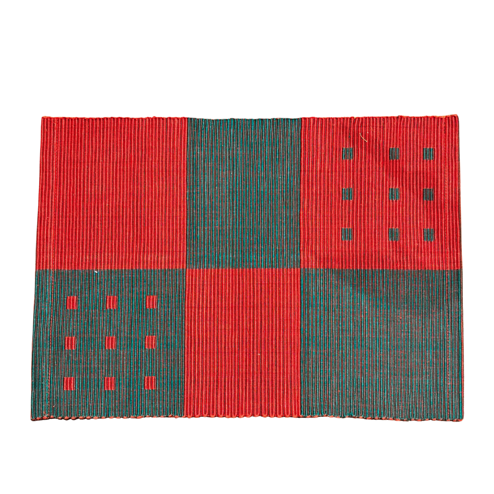 Red & Green Patterned Handloom Table Mat