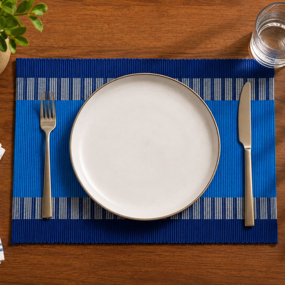 Blue & Ash Patterned Table Mat