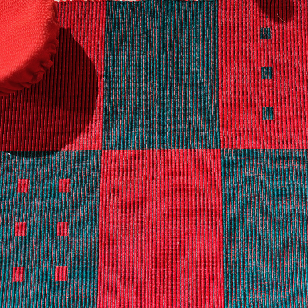 Red & Green Patterned Handloom Table Mat