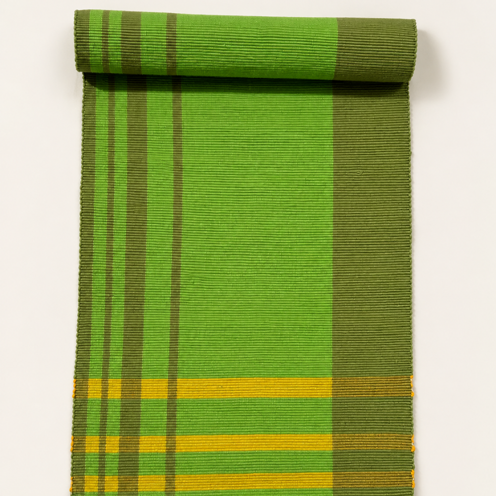 Green And Yellow Handloom Table Runner | 8 Seater