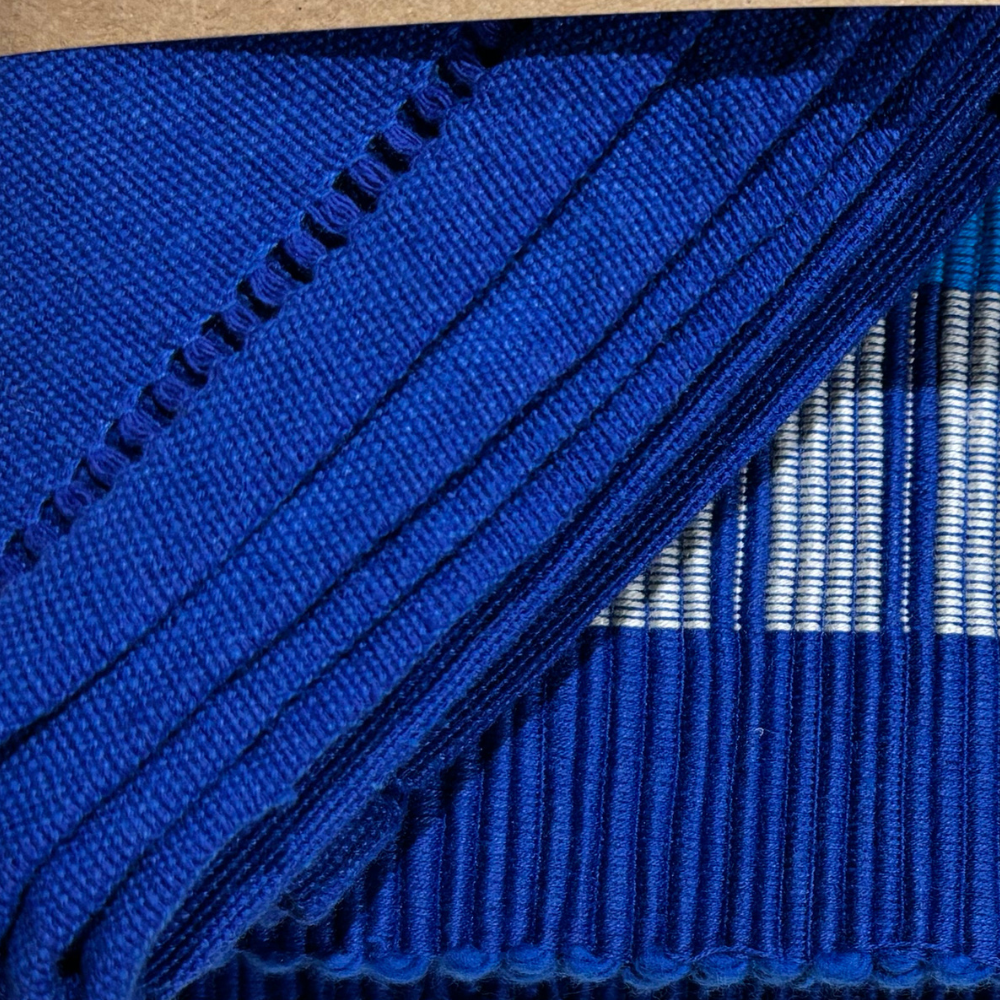 Blue & Ash Patterned Table Mat & Napkin Set-6 Seater