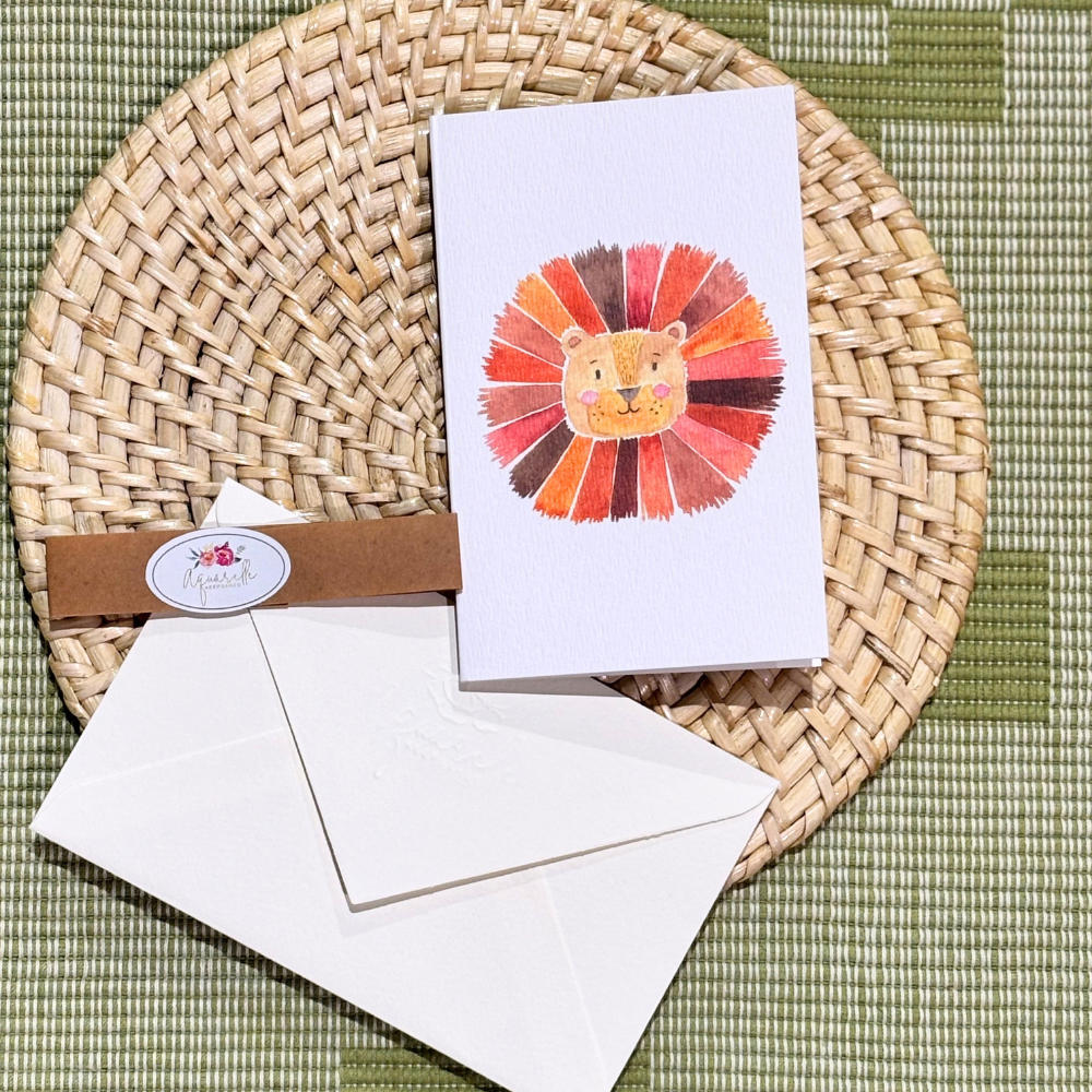 Lion Printed Greeting Card with Envelope
