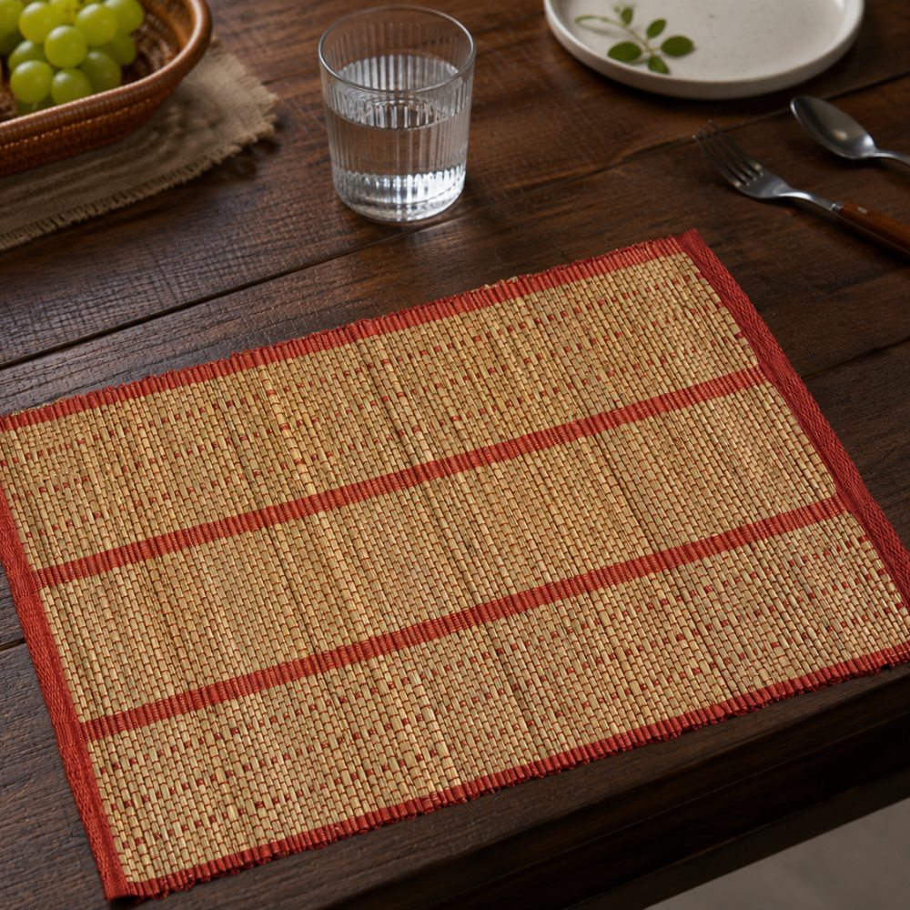 Maroon Red Reed Table Mat
