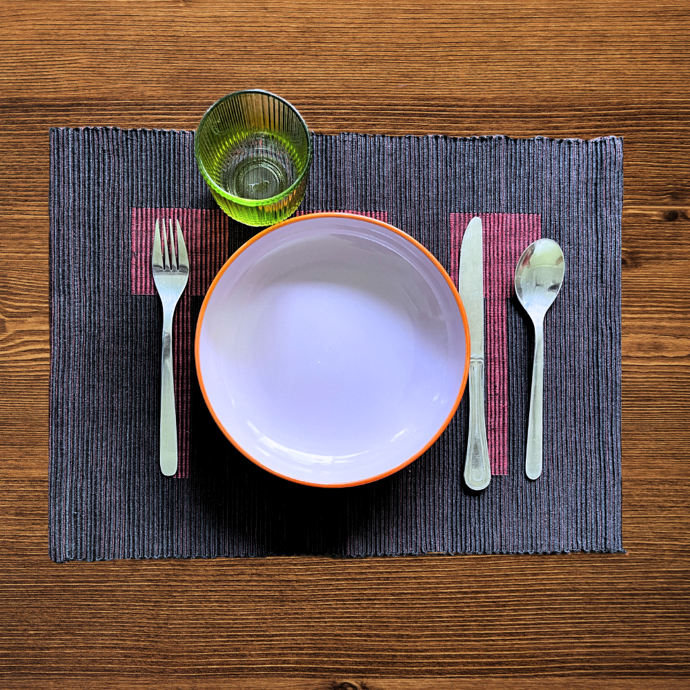 Marron & Black Patterned Handloom Table Mat