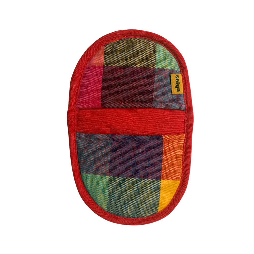 Blue And Yellow Patchwork Handloom Pot Holder