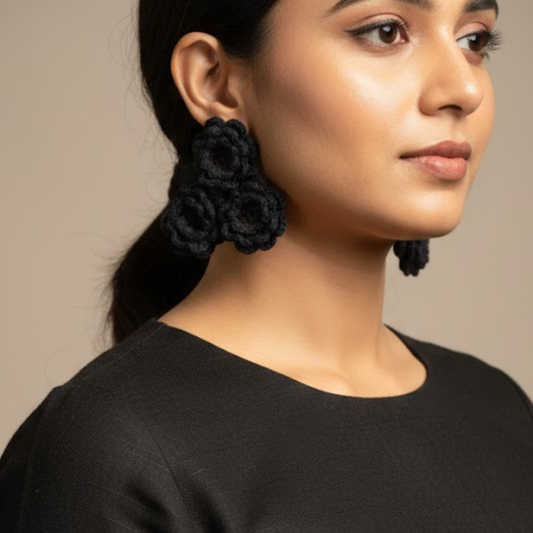 Black Crochet Earrings