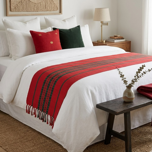 Red & Green Pattern Bed Runner