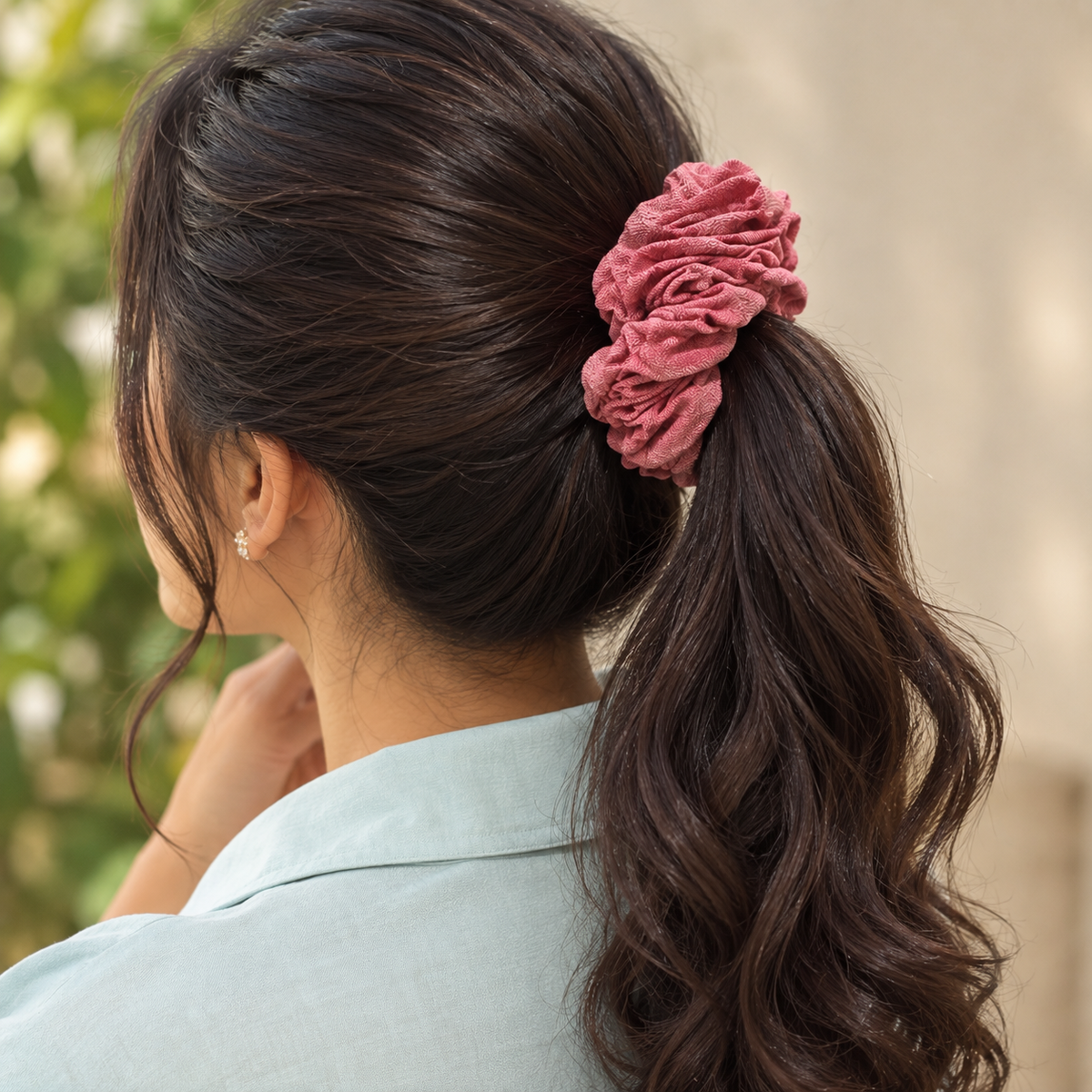Dusty Rose Handloom Scrunchie