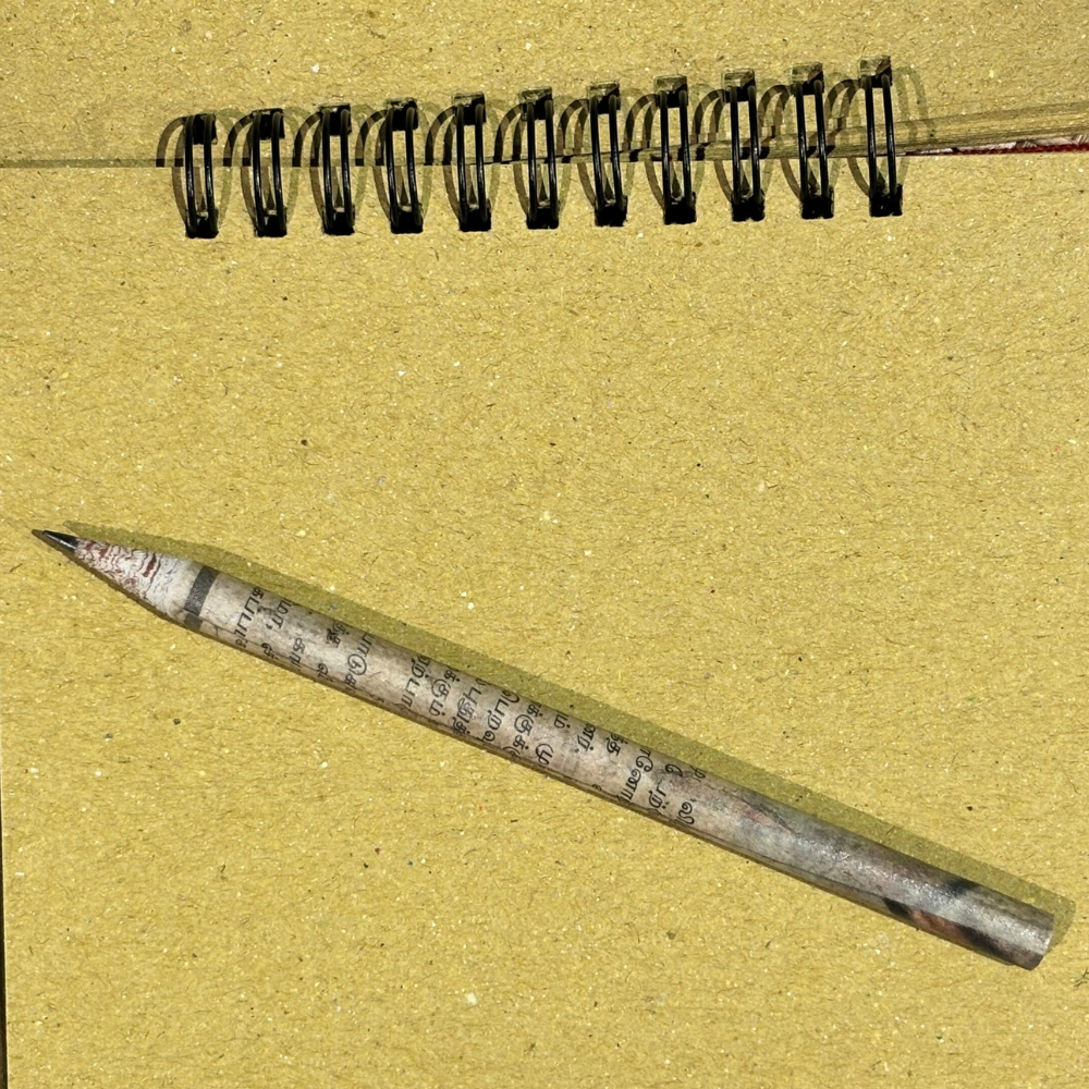 Red Handloom Notebook With Pencil